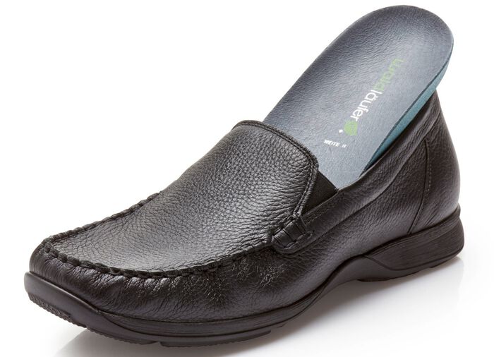 Waldl&auml;ufer Mokassin-Slipper mit seitlichen Gummiz&uuml;gen SCHWARZ
