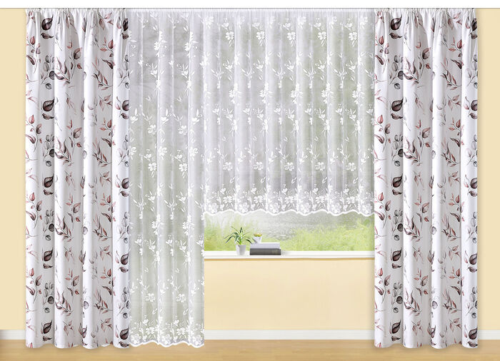 Blumenfenster-Store Blumenranke mit Universalschienenband 