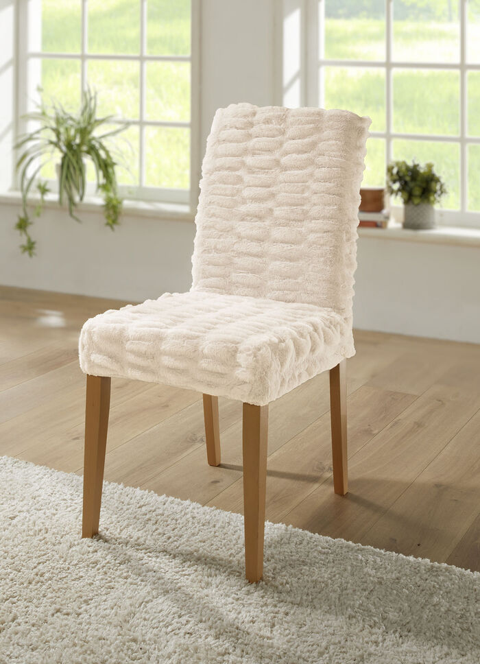 Stuhlbezüge aus Fellimitat CREME