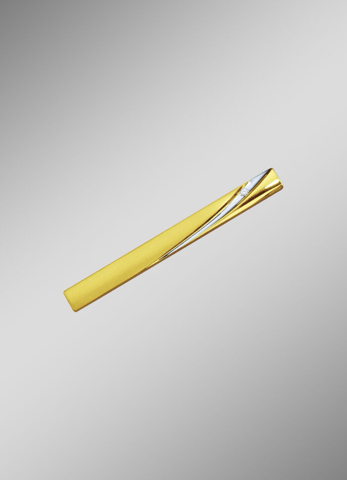 Krawattenhalter mit Weißgoldrille 