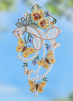 Fensterbild Schmetterlinge aus echter Plauener Spitze 