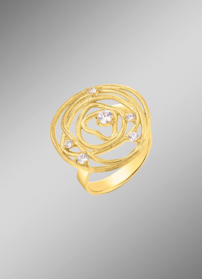 Mattierter Damenring mit Zirkonia 