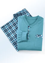 Zweierpack Schlafanzüge mit Knopfleiste, Brusttasche und Bündchenärmeln 