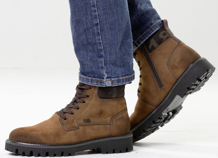 Rieker, gefütterte Herren-Boots, Winterschuhe, Weite H, mit Reißverschluss COGNAC