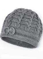 M&uuml;tze aus Strick mit pfiffiger Zierschleife GRAU