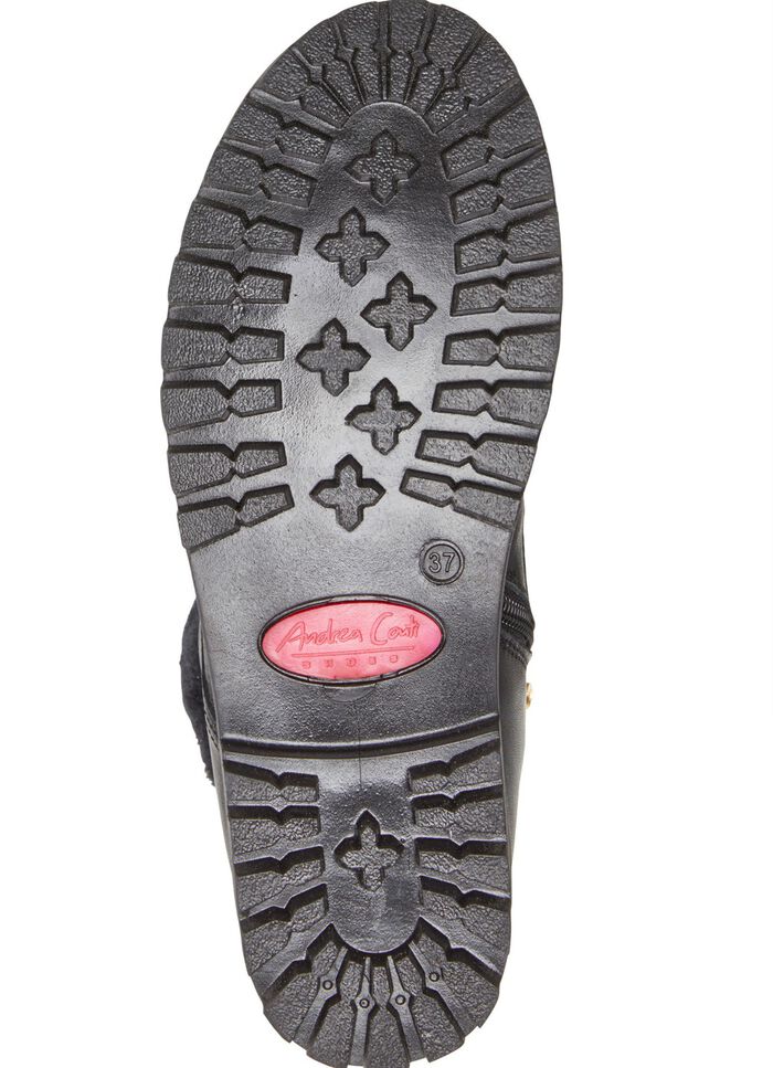 Andrea Conti Schn&uuml;r-Bootie mit flauschigem Pl&uuml;sch-Kragen SCHWARZ