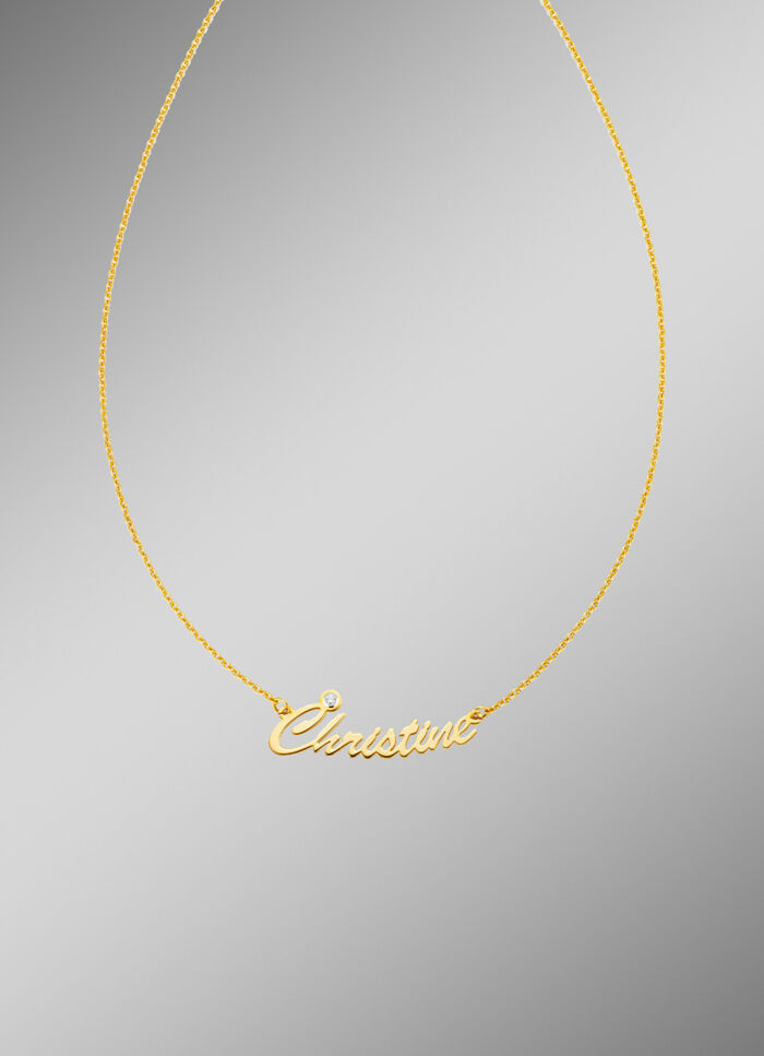 Individuelle Namenskette mit Ihrem Namen aus vergoldetem Silber 