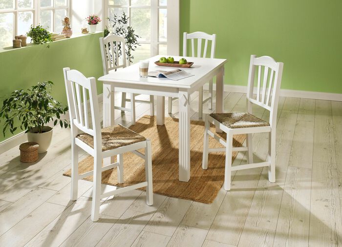 St&uuml;hle, 2er-Set, mit Gestell aus massivem Buchenholz WEISS