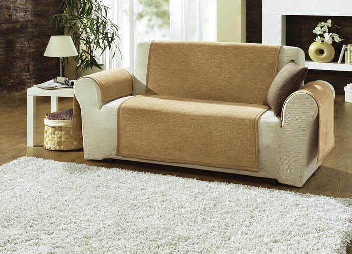 Sessel-,Couch- und Armlehnenschoner mit Veloursbandeinfassung 