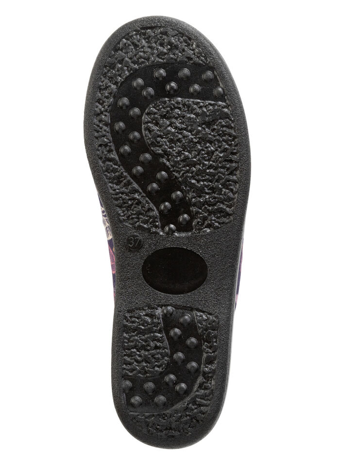 Zweierpack, gefütterte Damen-Hausschuhe, Weite H, mit Textildruck 1X BORDEAUX, 1X MARINE