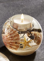 Teelichthalter aus mundgeblasenem Glas BEIGE-SAND