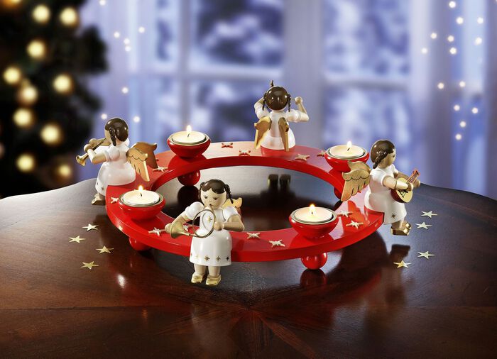Adventsleuchter aus Holz ROT