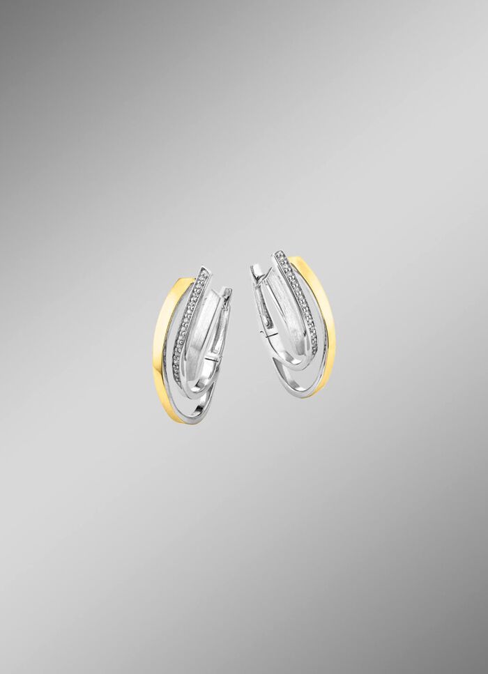 Klappcreolen in Bicolor mit synth. Zirkonia 