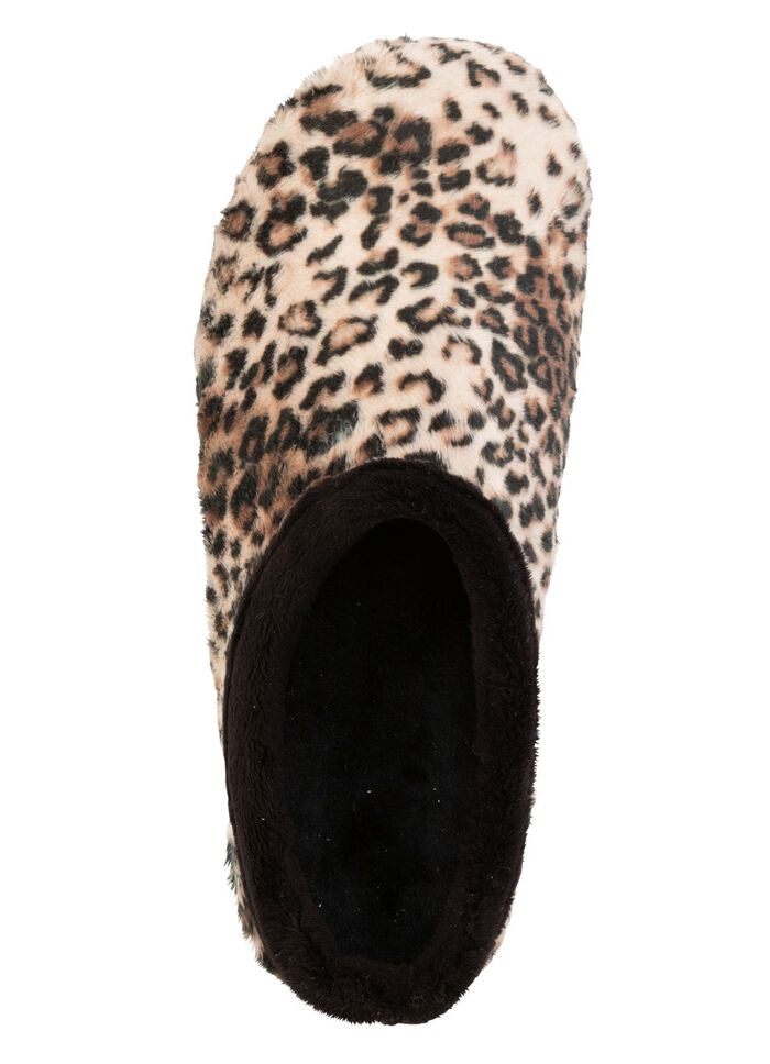 Laurina, trendige Damen-Hausschuhe, mit Leoparden-Dessin 