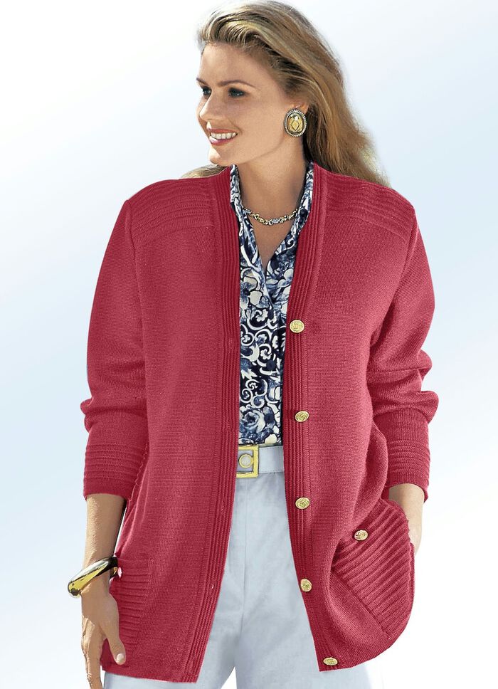 Strickjacke mit Schurwolle ROT