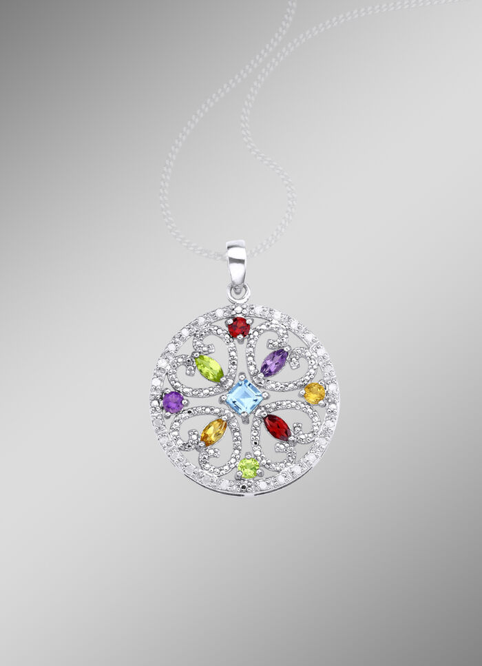 Anhänger mit Diamanten und Edelsteinen 