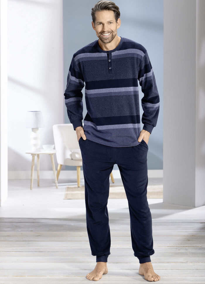 Frottier-Schlafanzug mit Knopfleiste 