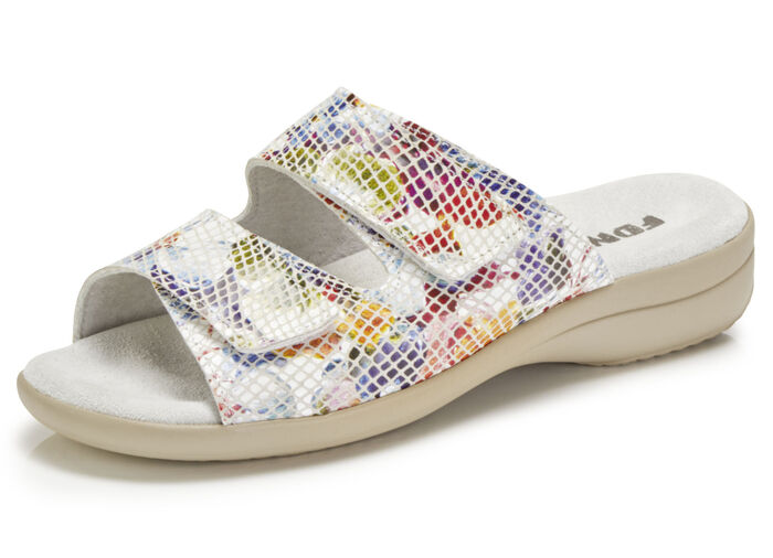 Pantolette in effektvollem Design ECRU-BUNT