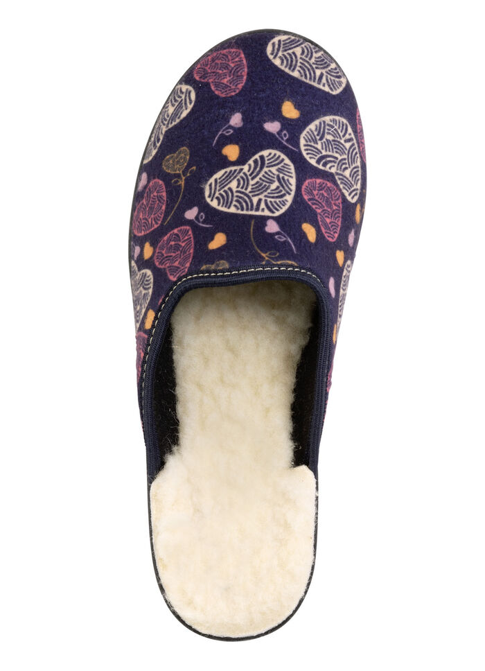 Zweierpack, gefütterte Damen-Hausschuhe, Weite H, mit Textildruck 1X BORDEAUX, 1X MARINE