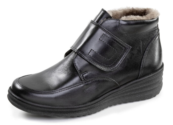 ELENA EDEN, gefütterte Damen-Boots, Winterschuhe, Weite H, mit Lammfell SCHWARZ