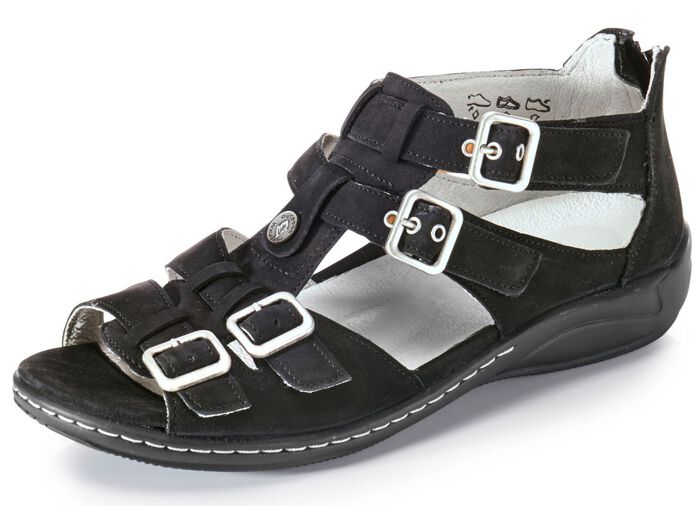 Waldl&auml;ufer Sandale mit verstellbaren Riemchen SCHWARZ