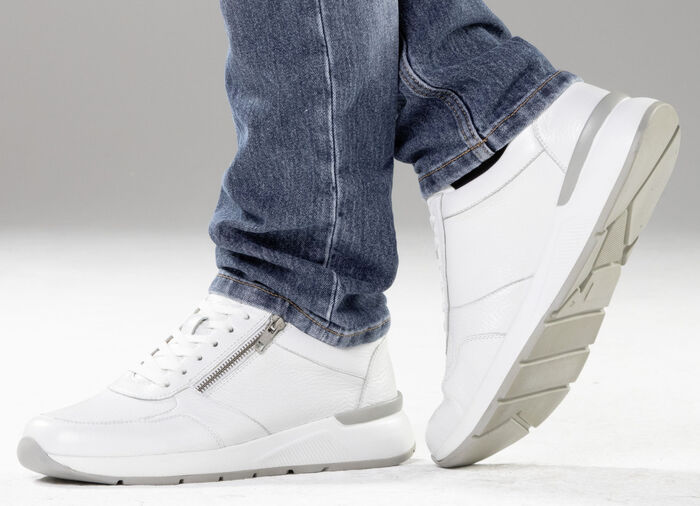 GINO GALANTE, klassische Herren-Sneaker, mit Reißverschluss WEISS