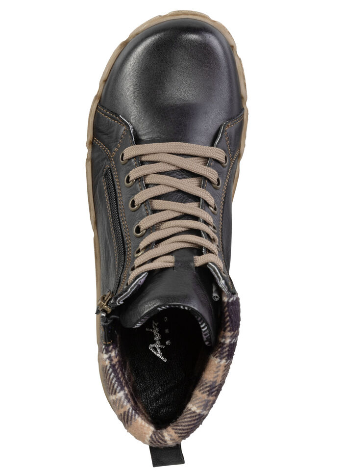 Andrea Conti Schn&uuml;r-Bootie mit Schaftrand aus kariertem Textil SCHWARZ-BRAUN