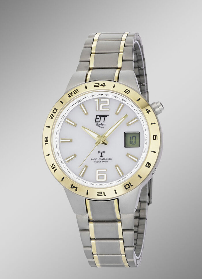ETT-Funk-Solar-Herrenuhr mit Titanbandgehäuse 