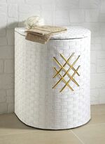 Wäschekorb aus Groundwood mit Goldglitter-Applikation ALTWEISS