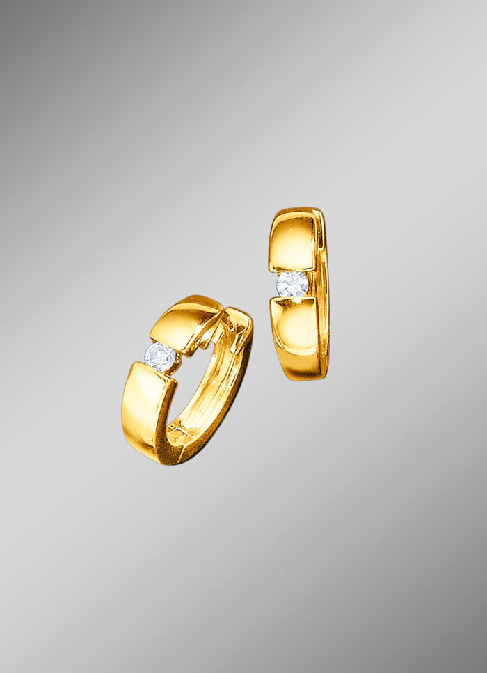 Massive Klappcreolen mit 2 Brillanten 