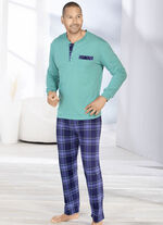 Schlafanzug mit Knopfleiste und offenen Beinabschlüssen 