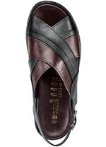 Sandale mit anatomisch geformten Lederfußbett SCHWARZ-BORDEAUX