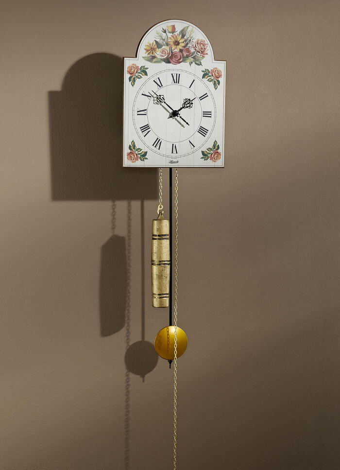 Schilduhr aus Holz mit römischen Ziffern WEISS-BUNT