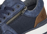 Rieker, bequeme Herren-Sneaker, Weite H, mit herausnehmbarem Fußbett BLAU-BRAUN
