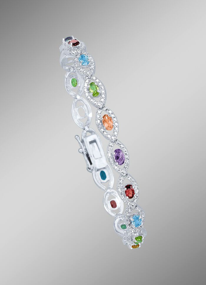 Armband mit echt Granat, Blautopas, Citrin, Amethyst und Peridot 