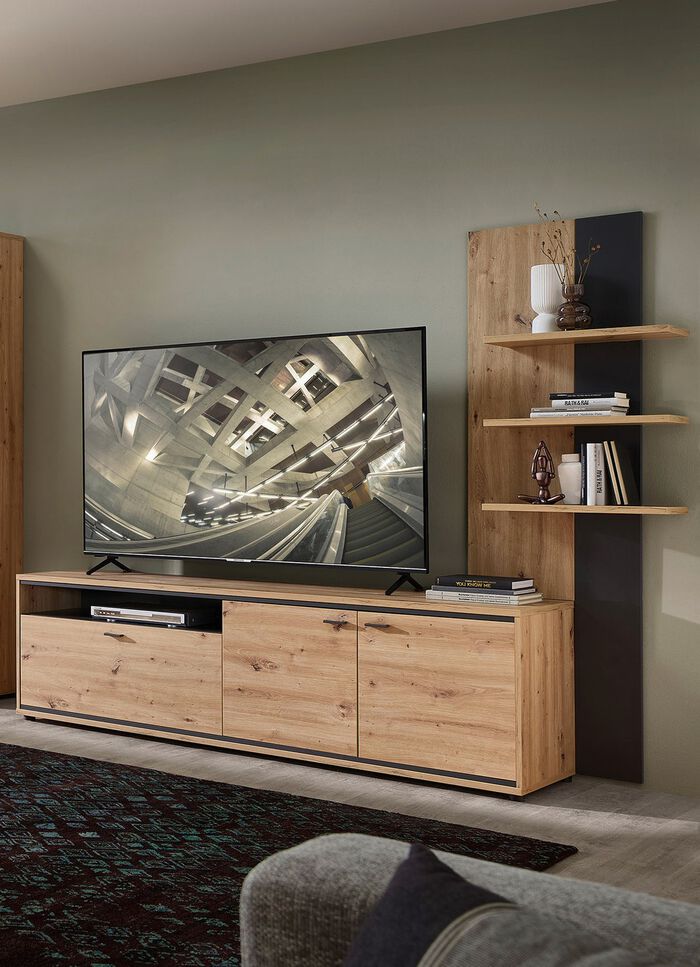 TV-Longboard mit Wandpaneel ARTISAN EICHE-GRAFIT