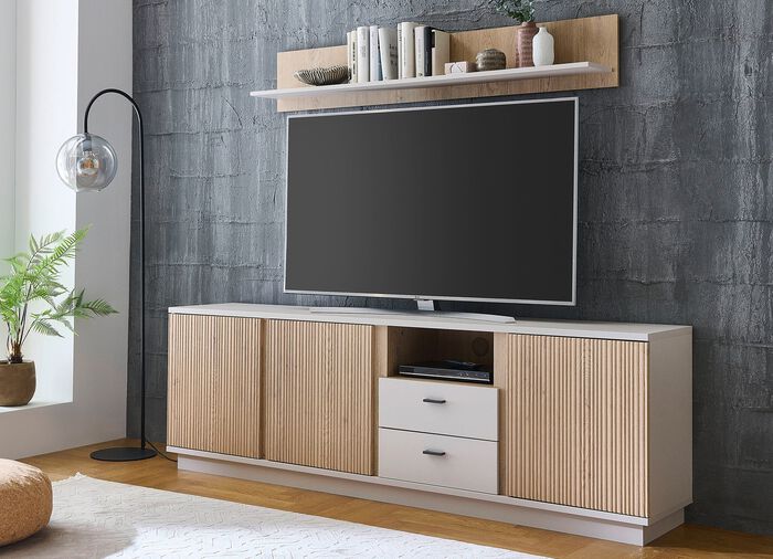 Tolles TV-Longboard mit Wandregal 