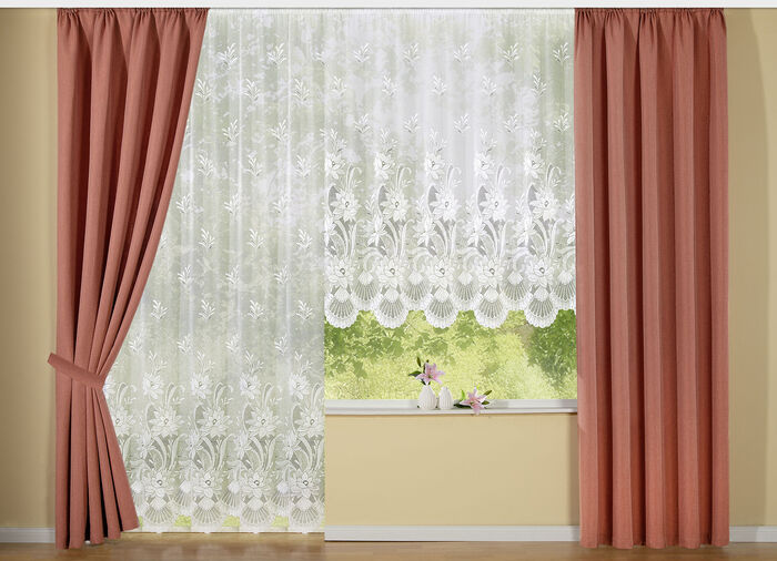 Blumenfenster-Store mit Automatikfaltenband 1:3 