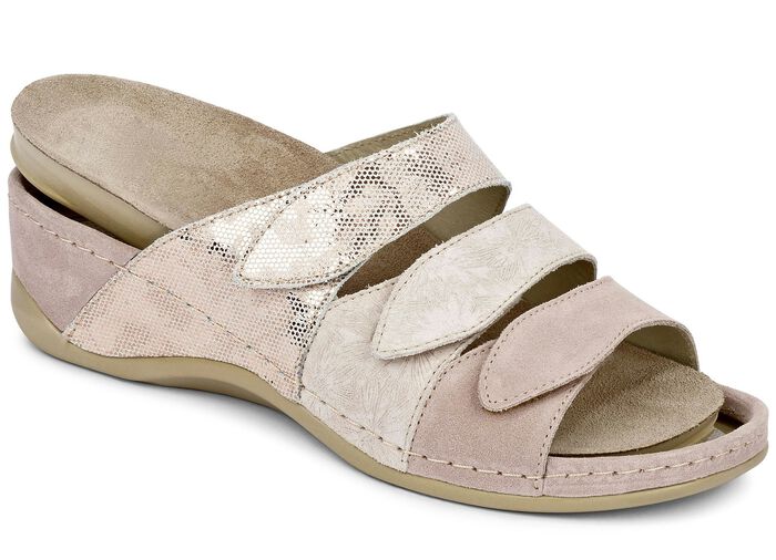 Mubb, bequeme Damen-Pantoletten, Weite H, mit herausnehmbarem Fu&szlig;bett ZARTROSA