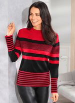 Pullover in Streifen-Mustermix ROT-SCHWARZ