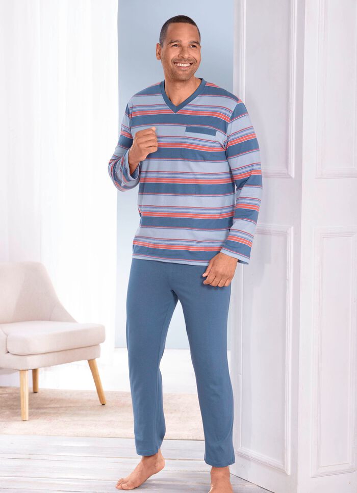 Zweierpack Schlafanz&uuml;ge mit V-Ausschnitt und Brusttasche 
