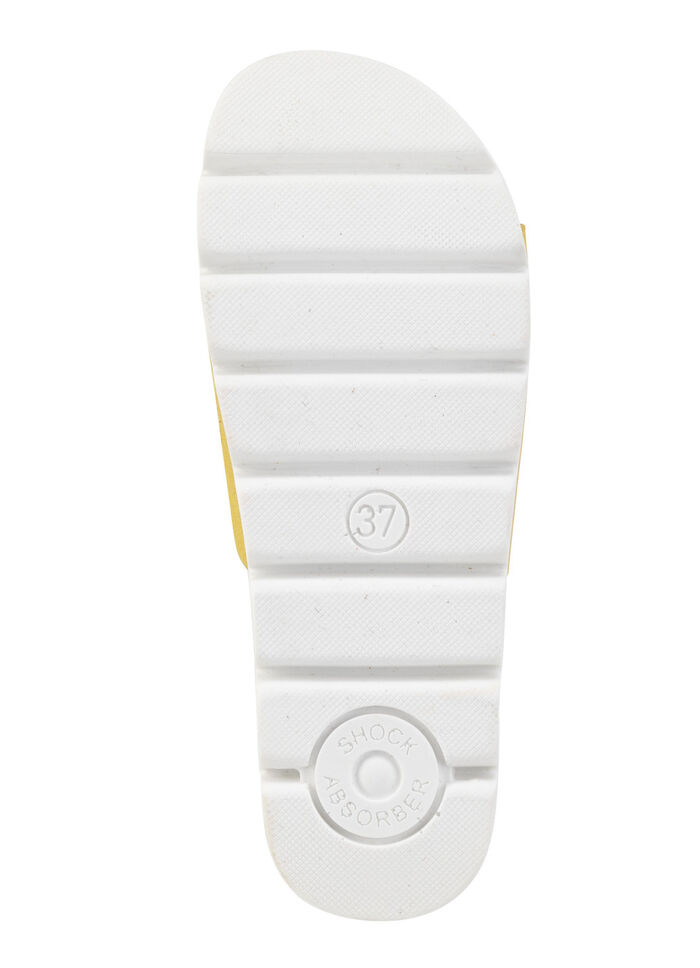 ELENA EDEN, sommerliche Damen-Pantoletten, aus Leder GELB