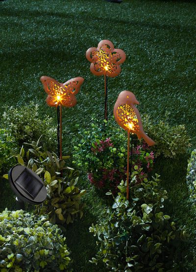 Solar-Gartenstecker aus Metall, 3er-Set 