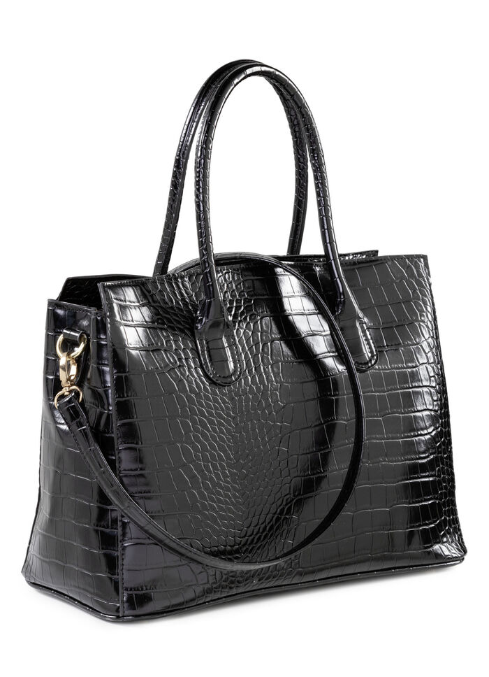 Tasche aus krokogepr&auml;gtem Synthetik SCHWARZ
