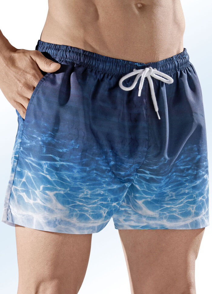 Badeshorts, Gesäßtasche mit Klettverschluss, Microfaser 