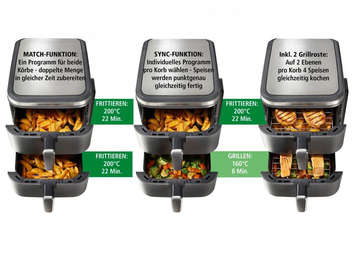 Digitale Doppelkammer-Hei&szlig;luftfritteuse &bdquo;FryUP&ldquo; 