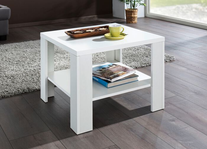 Couchtisch mit gro&szlig;er Ablagefl&auml;che WEISS