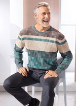 Rundhalspullover mit Strukturmix in 2 Farben 