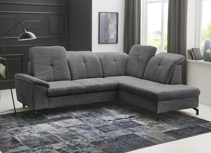 Moderne Polsterecke mit Bettfunktion und Bettkasten ANTHRAZIT