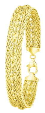 Armband, au&szlig;en Zopf- und innen Kordelkette, mit Schmuck-Karabiner 